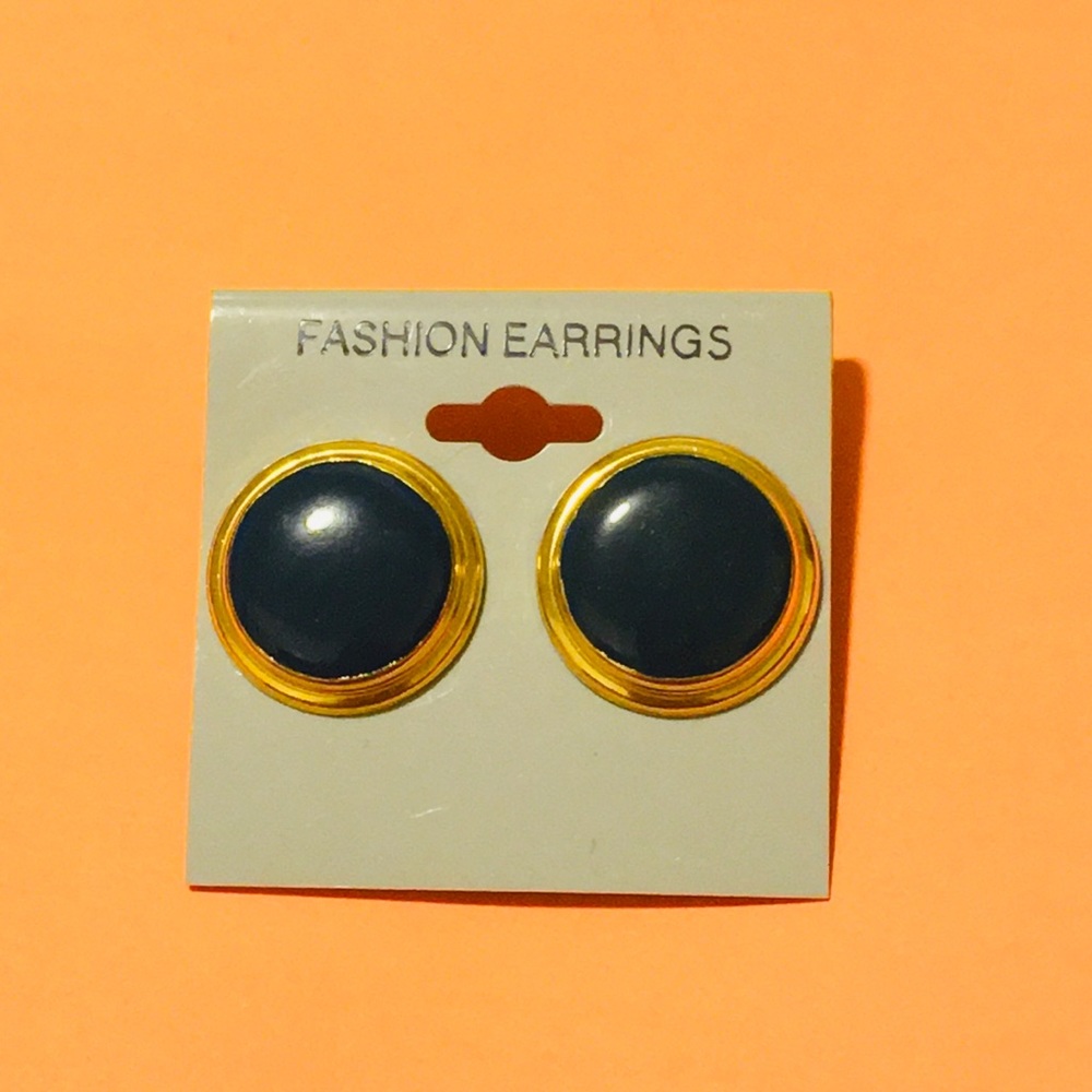 Vintage Enameled Brass Earrings